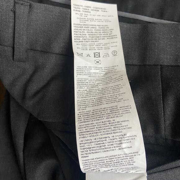 Armani Exchange Dress Pant Men's 34W Flat Front Raw Hem Stretch Wool Gray NEW - Picture 10 of 15